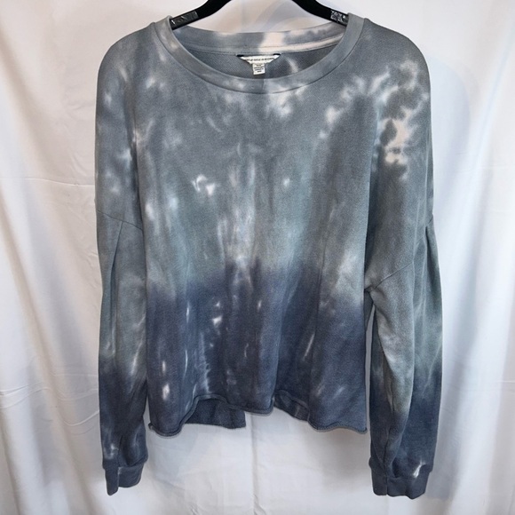 American Eagle Shirt Cropped Dolman Sleeve Ombré Split Tie Dye Pullover Crewneck - Picture 5 of 8